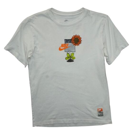 Nike “Grow Your Sole” Graphic T-Shirt Size Small White Nature Floral Air Force 1 - Picture 1 of 4